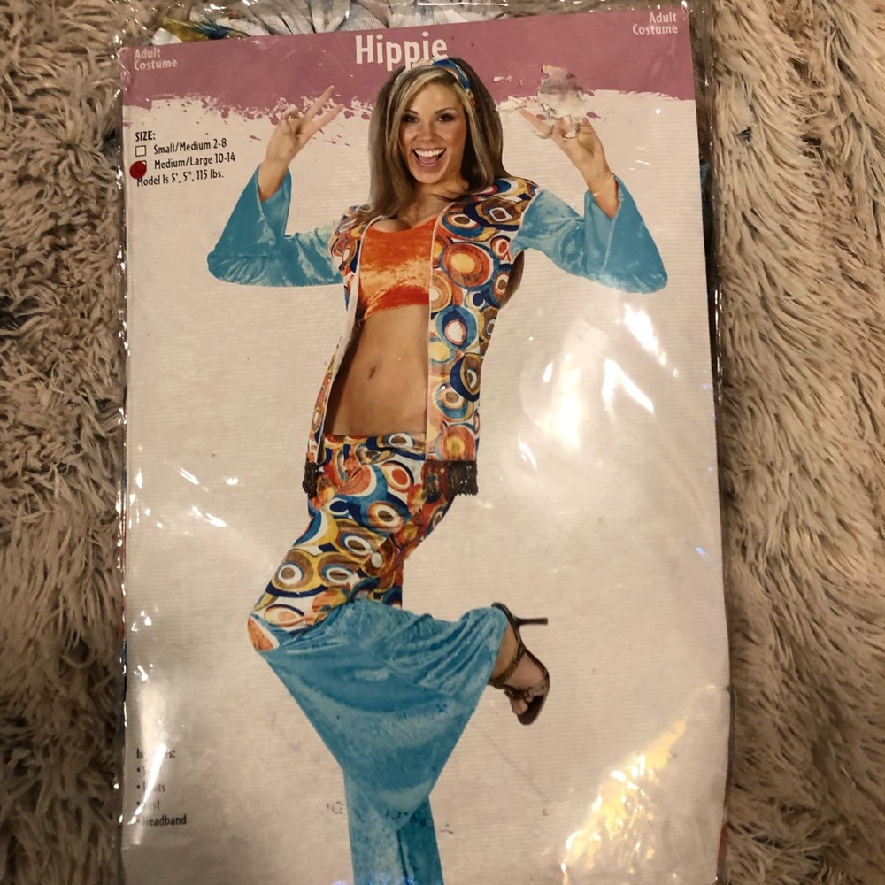 Halloween Women new in bag, hippie costume outfit size medium .